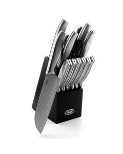 Oster Edgefield 14 Piece Stainless Steel Cutlery Knife Set withBlack Knife Block