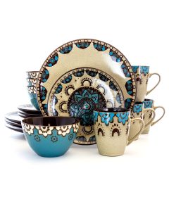 Elama Clay Heart 16 Piece Luxurious Stoneware Dinnerware with Complete Setting for 4, 16pc